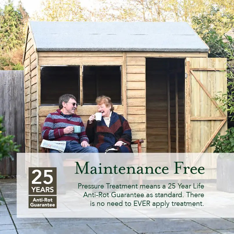 8' x 6' Forest 4Life 25yr Guarantee Overlap Pressure Treated Pent Wooden Shed (2.51m x 2.04m) With 8x6 Wooden Shed Base Kit