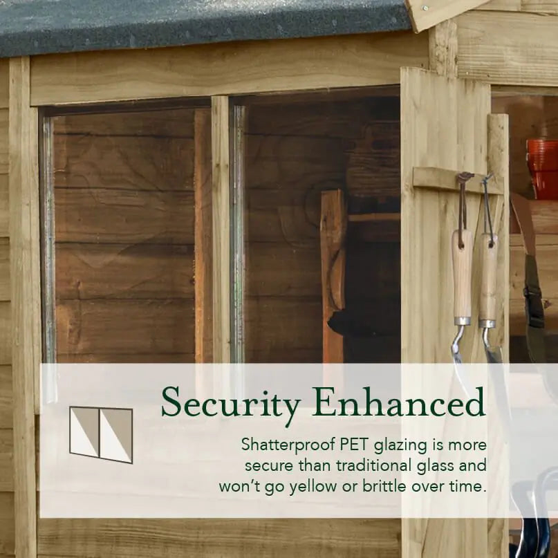 8' x 6' Forest 4Life 25yr Guarantee Overlap Pressure Treated Pent Wooden Shed (2.51m x 2.04m) With 8x6 Wooden Shed Base Kit
