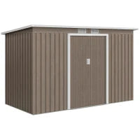 Outsunny 9ft x 4ft Metal Garden Shed, Outdoor Tool House with Foundation Kit, Ventilations and Double Doors, 280cm x 130cm x 172cm