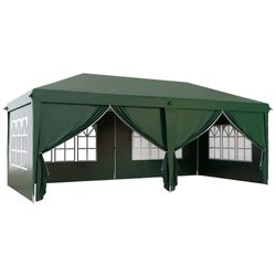 3 x 6m Garden Pop Up Gazebo, Wedding Party Tent with Sidewalls, Windows, Carry Bag, Black